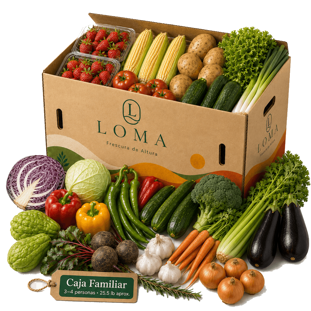 Caja Loma Familiar con tomates, lechuga, brócoli y hierbas