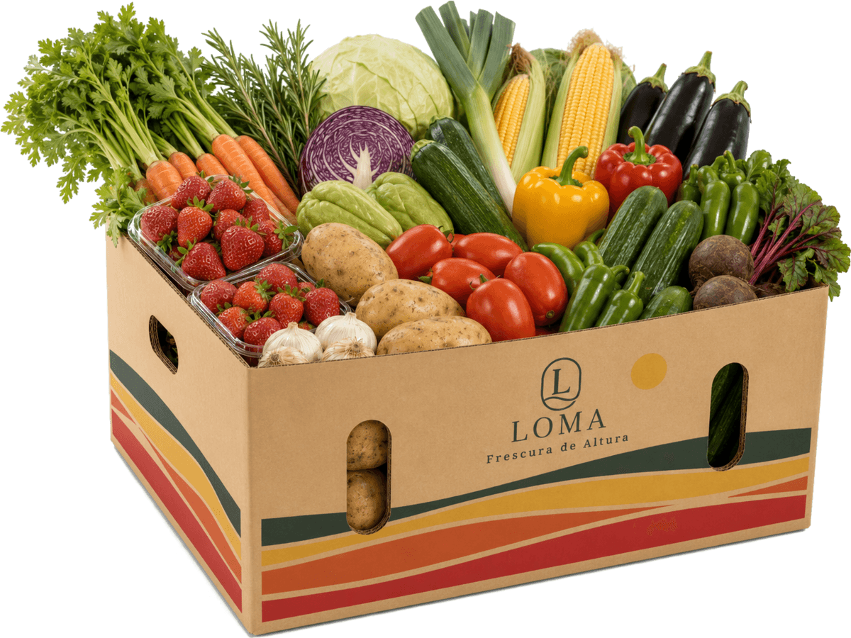 Caja Loma básica abierta con vegetales frescos de Constanza
